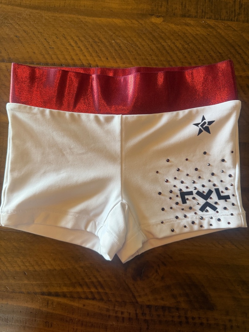 RIVAL ATHLETICS White & Red Athletic Shorts with Logo Accent